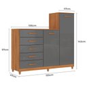 Ver imagem 4 de Cômoda Chigaco com 2 Portas e 5 Gavetas com Cabideiro Cinamomo Grafite
