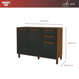 Balcão Monza 120cm - 3 Portas 2 Gavetas - Indekes - 4