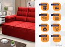 Ver imagem 2 de Sofá Retrátil Reclinável 4 Lugares com Molas 2,30m Quantum Suede Velut Vermelho - King House