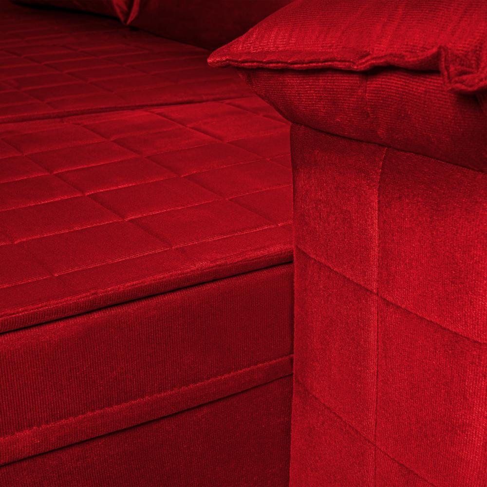 Sofá Retrátil Reclinável 4 Lugares com Molas 2,30m Quantum Suede Velut Vermelho - King House - 6