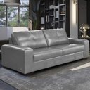 Ver imagem 1 de Sofá Decorativo 2 Lugares Turim 150cm Couro Cinza G58 - Gran Belo