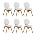 Ver imagem 1 de Kit 6 Cadeiras de Jantar Lotus Estrutura Aço Carbono Laminado Natural com Estofado Linho Cru