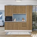 Ver imagem 1 de Cozinha Compacta com Kit Forno Celeste Kappesberg 100% Mdf Branco/nogueira 240cm