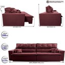 Ver imagem 3 de Sofá Retrátil e Reclinável 2,72m Luxos Cama Inbox Velusoft Vinho
