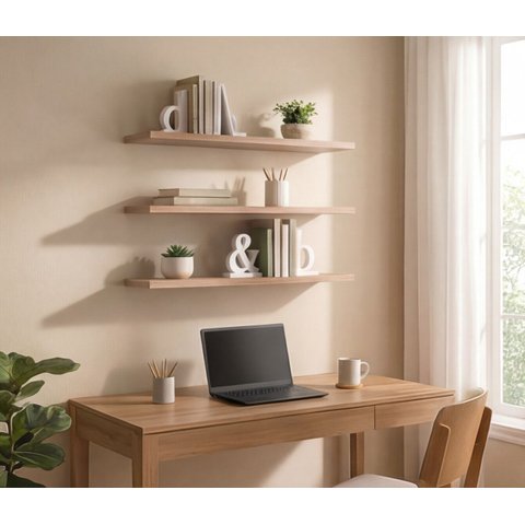 Kit 3 Prateleiras 60x20cm em Mdp com Suporte Invisível Aveiro