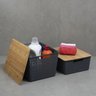 Kit 2 caixas organizadoras tampa bambu 12l/18l cinza – Oikos - 5