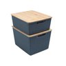 Kit 2 caixas organizadoras tampa bambu 12l/18l cinza – Oikos - 1