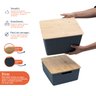 Kit 2 caixas organizadoras tampa bambu 12l/18l cinza – Oikos - 3