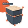 Kit 2 caixas organizadoras tampa bambu 12l/18l cinza – Oikos - 2