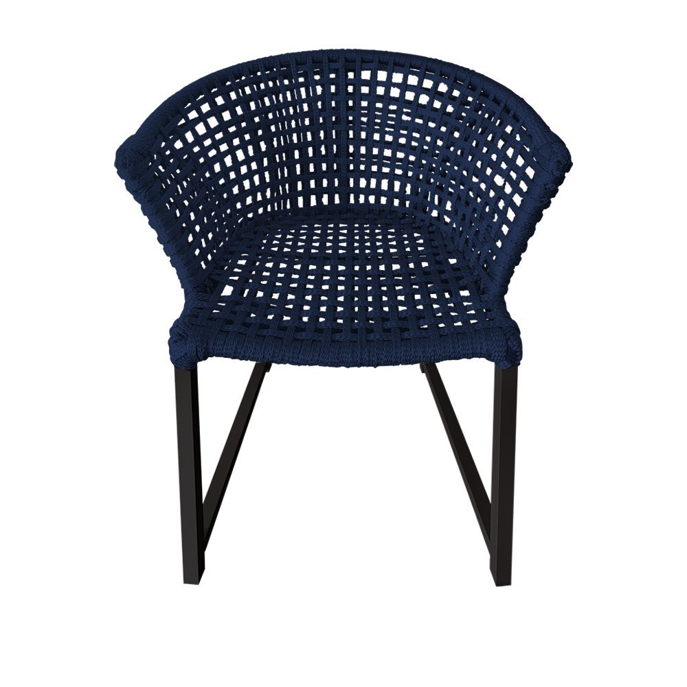 Cadeira Salinas Corda Náutica Base em Alumínio Preto/azul Marinho - 3