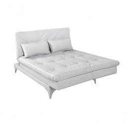 Sofá Cama Versátil 3 Lugares Império Reclinável Casal Pés de Alumínio Corano Branco 036 - 3