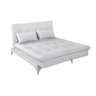 Sofá Cama Versátil 3 Lugares Império Reclinável Casal Pés de Alumínio Corano Branco 036 - 3