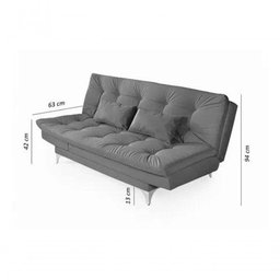 Sofá Cama Versátil 3 Lugares Império Reclinável Casal Pés de Alumínio Corano Branco 036 - 8