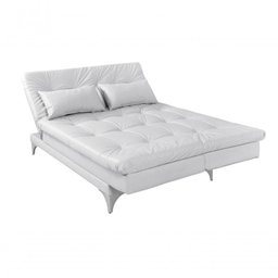 Sofá Cama Versátil 3 Lugares Império Reclinável Casal Pés de Alumínio Corano Branco 036 - 4