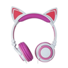 Fone Ouvido Headphone Orelha Gato com LED Hf-C22 Branco/Rosa - 1