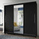 Ver imagem 2 de Guarda-Roupa com Espelho 3 Portas e Pés Royale Preto - Gelius Móveis