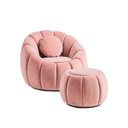 Ver imagem 2 de Kit Poltrona Decorativa c/Puff e Almofada Concha Veludo Rosa - Montanaris Decor