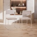 Ver imagem 2 de Kit 2 Cadeira Jantar Cozinha Estofada com Encosto Branco Suede Dubai