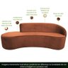 Sofá Curvo 03 Lugares 210cm Braço Esquerdo Eron Veludo Camel - CasaePoltrona - 3