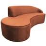 Sofá Curvo 03 Lugares 210cm Braço Esquerdo Eron Veludo Camel - CasaePoltrona - 8