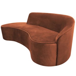 Sofá Curvo 03 Lugares 210cm Braço Esquerdo Eron Veludo Camel - CasaePoltrona
