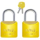 Ver imagem 1 de Cadeado Pequeno 20mm Haste Curta Latão Maciço Amarelo com Chave | Papaiz | Kit 02 Un