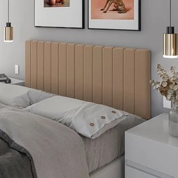 Cabeceira Suspensa Cama Box Solteiro Luna Suede 90x55:bege - 1