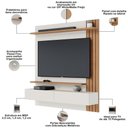 Ver imagem 3 de Painel para TV 65 pol com Bancada Suspensa 150cm Will C04 Off White Matte Freijó - Lyam Decor