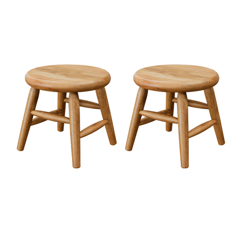 Kit 2 Banquinhos Torneados em Madeira Maciça Natural Acetinado