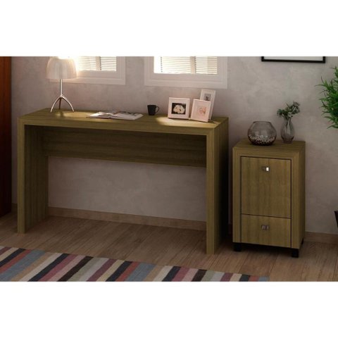 Escritório Completo (1 Mesa de Computador Me4135 + 1 Gaveteiro Me4112) 2 Peças Amêndoa - Tecno