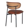 Kit 2 Cadeiras Manuela Rivatti Estofada Pu Caramelo Encosto Madeira Multilaminada Base Aço Preto - 3