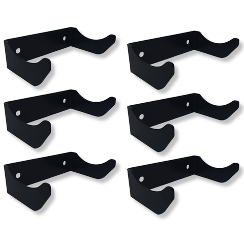 Kit 6 Suportes Embutidos Porta Garrafa de Vinho Adega Vertical Fixação de Parede Aço Robusto Preto
