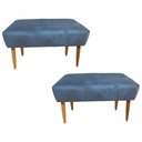 Ver imagem 1 de Kit 2 Puffs Banco Decorativo Tecido Pena Azul Ceu- Dominic Decor