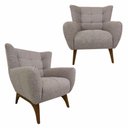 Ver imagem 2 de 02 Poltronas Decorativas em Linho Mesclado com Base de Madeira Maciça Canopus Harmônica Móveis