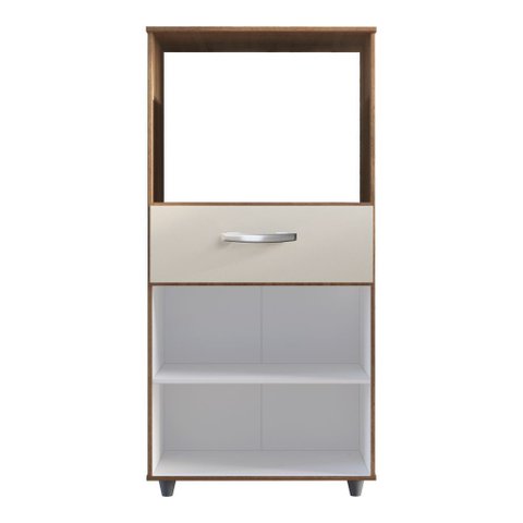 Armário de Cozinha Multiuso Luna 60cm com 02 Portas e Nicho Integrado Savana Off White - Abmaza