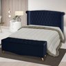 Kit Cabeceira de Cama Box e Calçadeira Baú Luxo King 195 Cm Suede Azul Marinho Eli Móveis - 2
