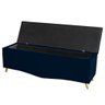 Kit Cabeceira de Cama Box e Calçadeira Baú Luxo King 195 Cm Suede Azul Marinho Eli Móveis - 4