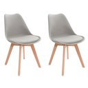 Ver imagem 1 de Kit 2 Cadeiras de Jantar Saarinen Leda Tulipa Base Wood Madeira Maciça com Estofado em Couro Cinza