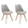Kit 2 Cadeiras de Jantar Saarinen Leda Tulipa Base Wood Madeira Maciça com Estofado em Couro Cinza - 1