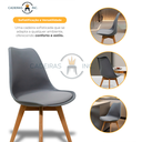 Ver imagem 4 de Cadeira para Sala Mesa de Jantar Cozinha Estofada Saarinen Cinza