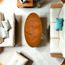 Ver imagem 4 de Mesa de Centro Oval Orgânico Pés Madeira Maciça Laminada 100% MDF 100x45cm Canada Marrom