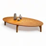 Mesa de Centro Oval Orgânico em MDF Pés Madeira Maciça Laminada 100x45cm Canada - 3