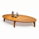 Ver imagem 3 de Mesa de Centro Oval Orgânico em MDF Pés Madeira Maciça Laminada 100x45cm Canada