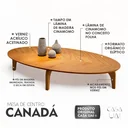Ver imagem 4 de Mesa de Centro Oval Orgânico Pés Madeira Maciça Laminada 100% MDF 100x45cm Canada Marrom