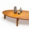 Mesa de Centro Oval Orgânico em MDF Pés Madeira Maciça Laminada 100x45cm Canada - 6