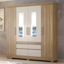 Ver imagem 2 de Guarda Roupa Casal 4 Portas 2 Com Espelho 90cm 4 Gavetas Bilbão D02 Amendola/Off White - Mpozenato