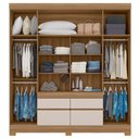 Ver imagem 3 de Guarda Roupa Casal 4 Portas 2 Com Espelho 90cm 4 Gavetas Bilbão D02 Amendola/Off White - Mpozenato