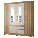 Ver imagem 1 de Guarda Roupa Casal 4 Portas 2 Com Espelho 90cm 4 Gavetas Bilbão D02 Amendola/Off White - Mpozenato