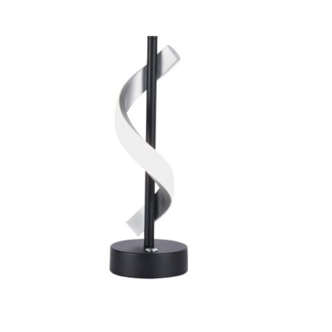 Luminária de Mesa Abajur Espiral Preto e Prata 37cm Led 10w 4000k Bivolt Paris Luz