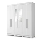 Ver imagem 2 de Guarda-Roupa Casal 6 Portas, 2 Gavetas, Pés e Espelho Noronha Branco